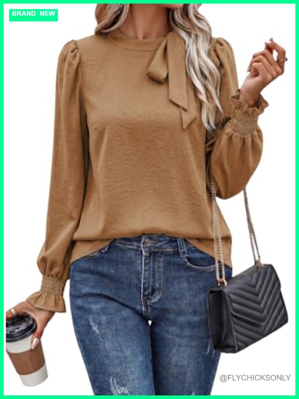 Women Satin Bow Tie Blouse Jacquard Textured Business Casual Top